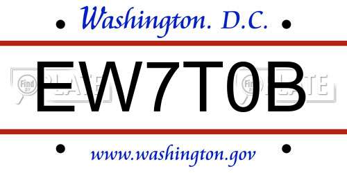 EW7T0B District Of Columbia License Plate