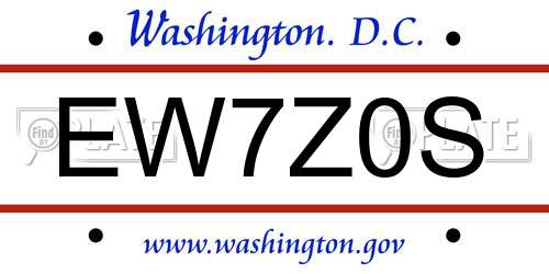 EW7Z0S District Of Columbia License Plate