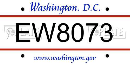 EW8073 District Of Columbia License Plate