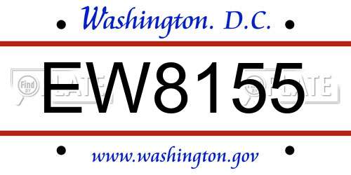 EW8155 District Of Columbia License Plate