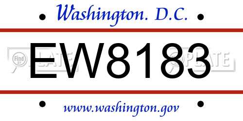 EW8183 District Of Columbia License Plate