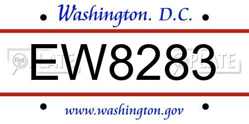 EW8283 District Of Columbia License Plate
