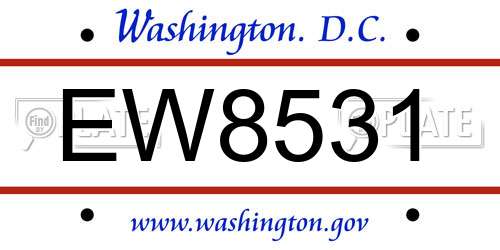 EW8531 District Of Columbia License Plate
