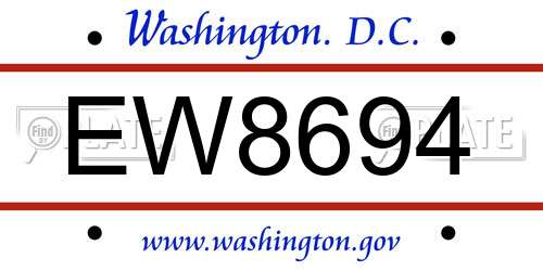 EW8694 District Of Columbia License Plate