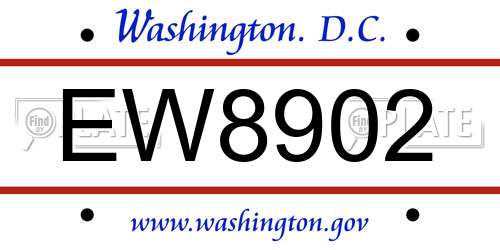 EW8902 District Of Columbia License Plate
