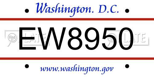 EW8950 District Of Columbia License Plate