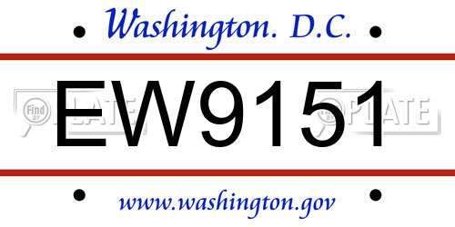 EW9151 District Of Columbia License Plate