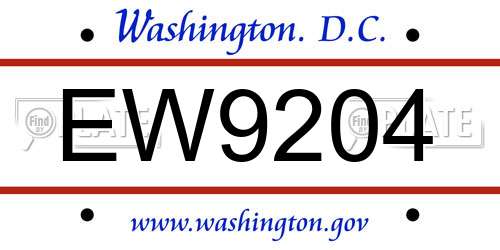 EW9204 District Of Columbia License Plate