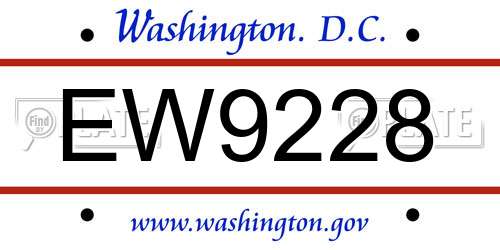 EW9228 District Of Columbia License Plate