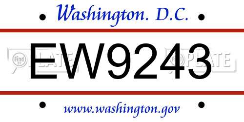 EW9243 District Of Columbia License Plate