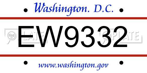 EW9332 District Of Columbia License Plate