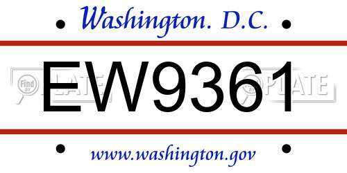 EW9361 District Of Columbia License Plate