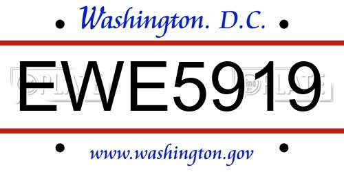 EWE5919 District Of Columbia License Plate