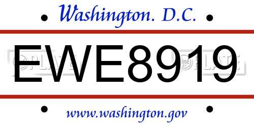 EWE8919 District Of Columbia License Plate