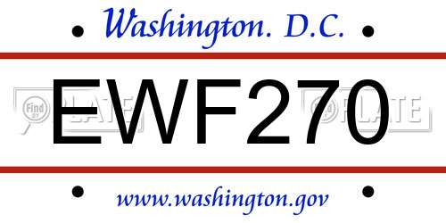 EWF270 District Of Columbia License Plate
