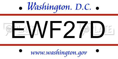 EWF27D District Of Columbia License Plate