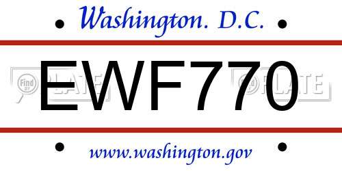 EWF770 District Of Columbia License Plate
