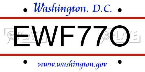 EWF77O District Of Columbia License Plate