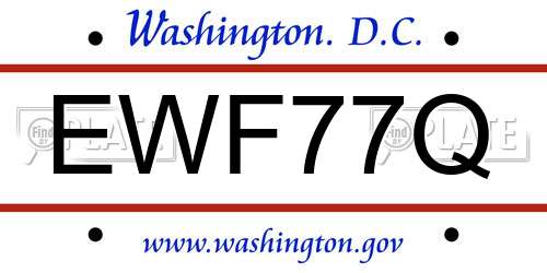 EWF77Q District Of Columbia License Plate