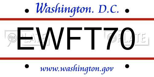 EWFT70 District Of Columbia License Plate