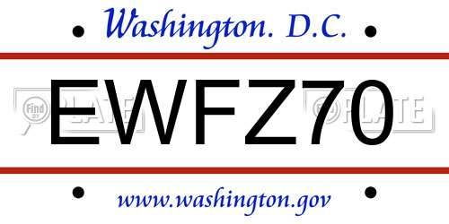 EWFZ70 District Of Columbia License Plate