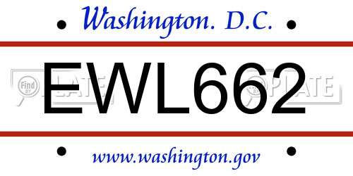 EWL662 District Of Columbia License Plate