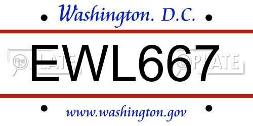 EWL667 District Of Columbia License Plate