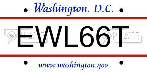 EWL66T District Of Columbia License Plate