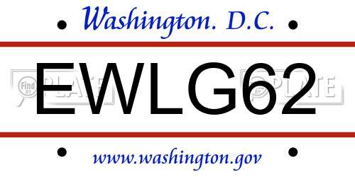 EWLG62 District Of Columbia License Plate