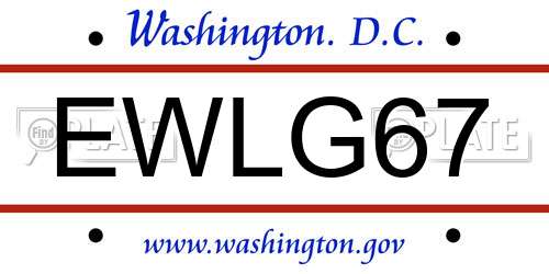 EWLG67 District Of Columbia License Plate