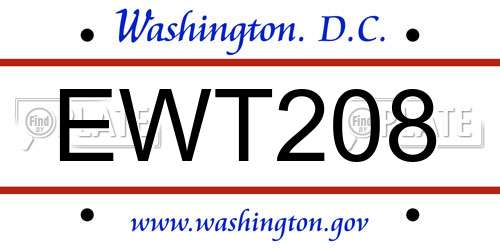 EWT208 District Of Columbia License Plate