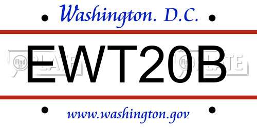 EWT20B District Of Columbia License Plate