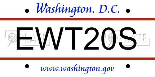 EWT20S District Of Columbia License Plate