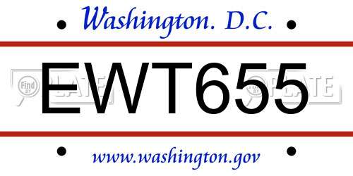 EWT655 District Of Columbia License Plate