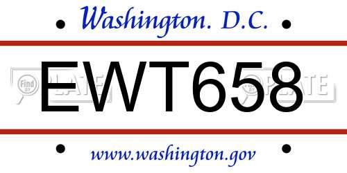 EWT658 District Of Columbia License Plate