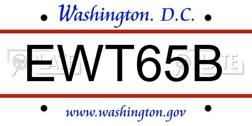 EWT65B District Of Columbia License Plate