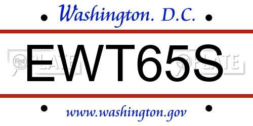 EWT65S District Of Columbia License Plate