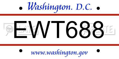 EWT688 District Of Columbia License Plate