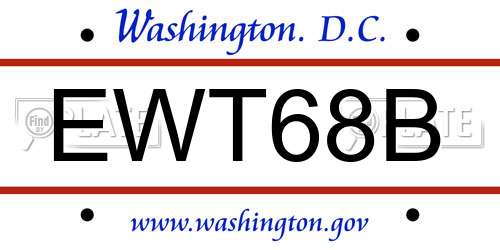 EWT68B District Of Columbia License Plate