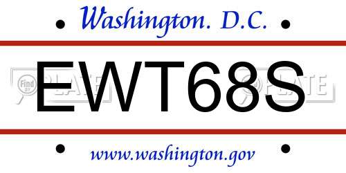 EWT68S District Of Columbia License Plate