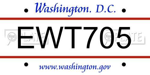 EWT705 District Of Columbia License Plate
