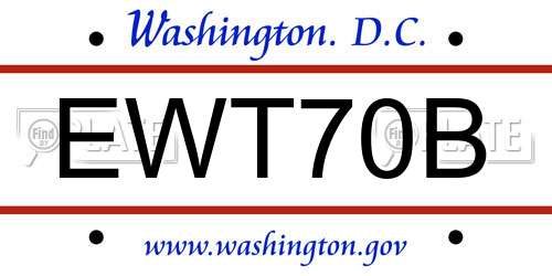EWT70B District Of Columbia License Plate