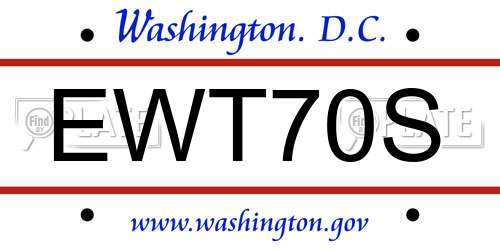 EWT70S District Of Columbia License Plate