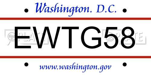EWTG58 District Of Columbia License Plate