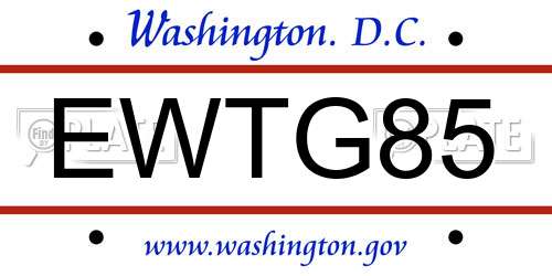 EWTG85 District Of Columbia License Plate