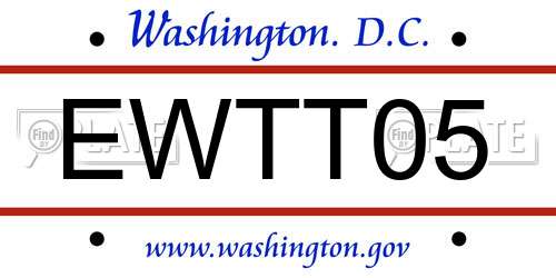 EWTT05 District Of Columbia License Plate