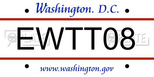 EWTT08 District Of Columbia License Plate