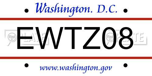 EWTZ08 District Of Columbia License Plate