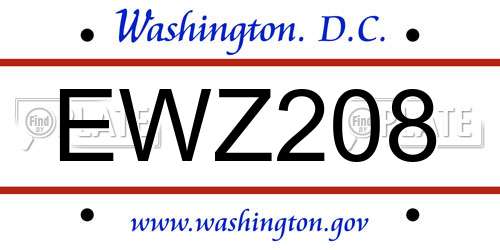 EWZ208 District Of Columbia License Plate
