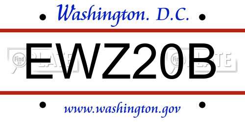 EWZ20B District Of Columbia License Plate